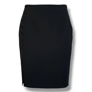 Guess Women’s Sexy Black Lace-Up Slit Pencil Skirt large Classic Work/Date Night